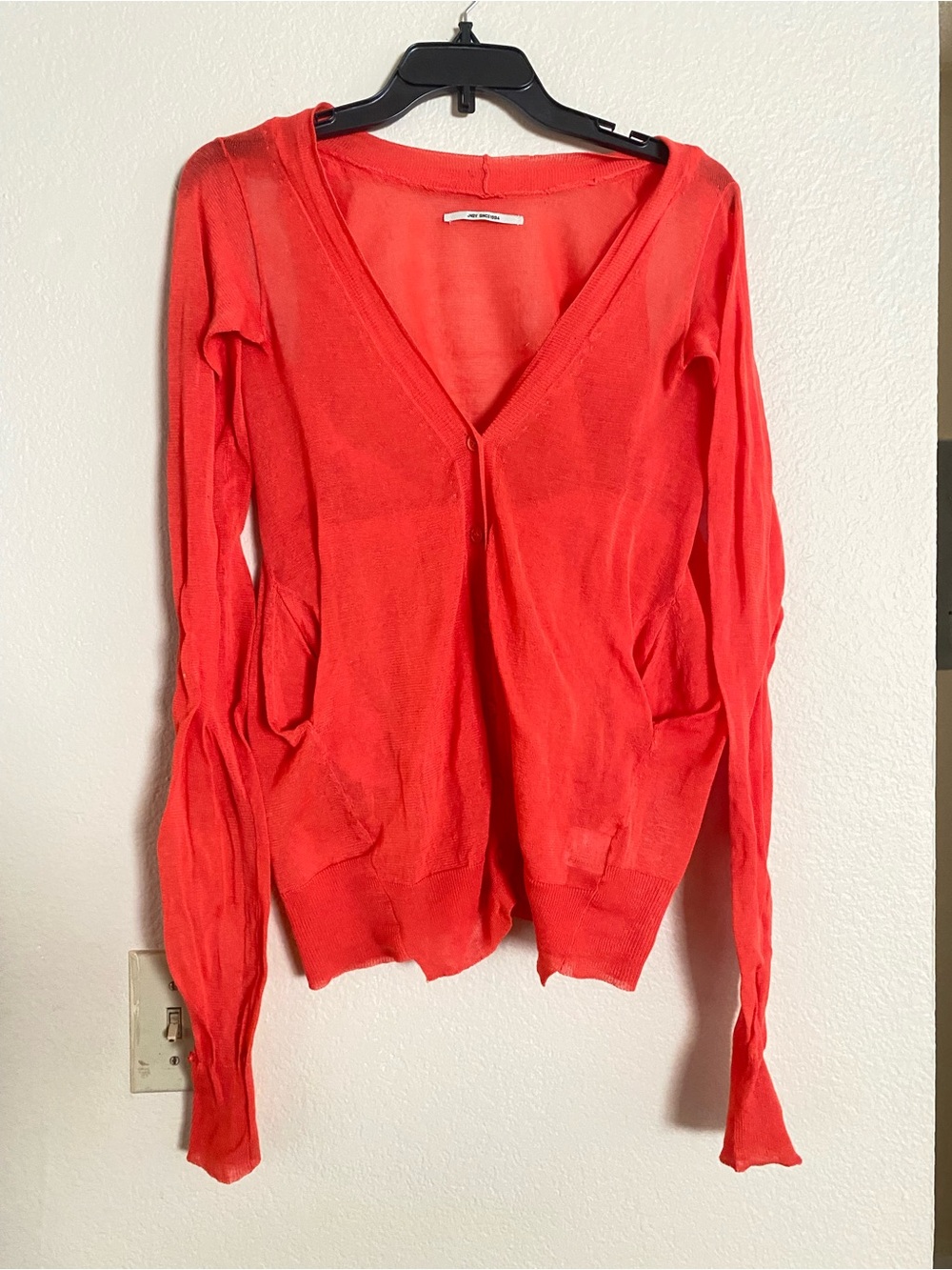 Two way wear Red V-Neck cotton lightly Women’s Cardigan Sweater